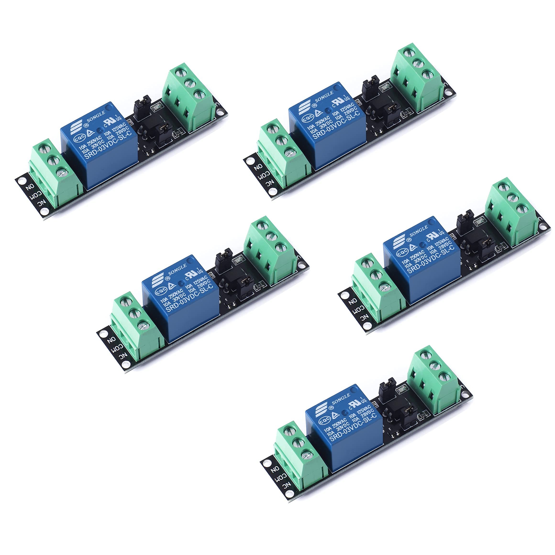 Teyleten Robot DC 1 Channel Optocoupler 3V/3.3V Relay High Level Driver Module Isolated Drive Control Board 3V/3.3V Relay Module for Arduino (Pack of 5)