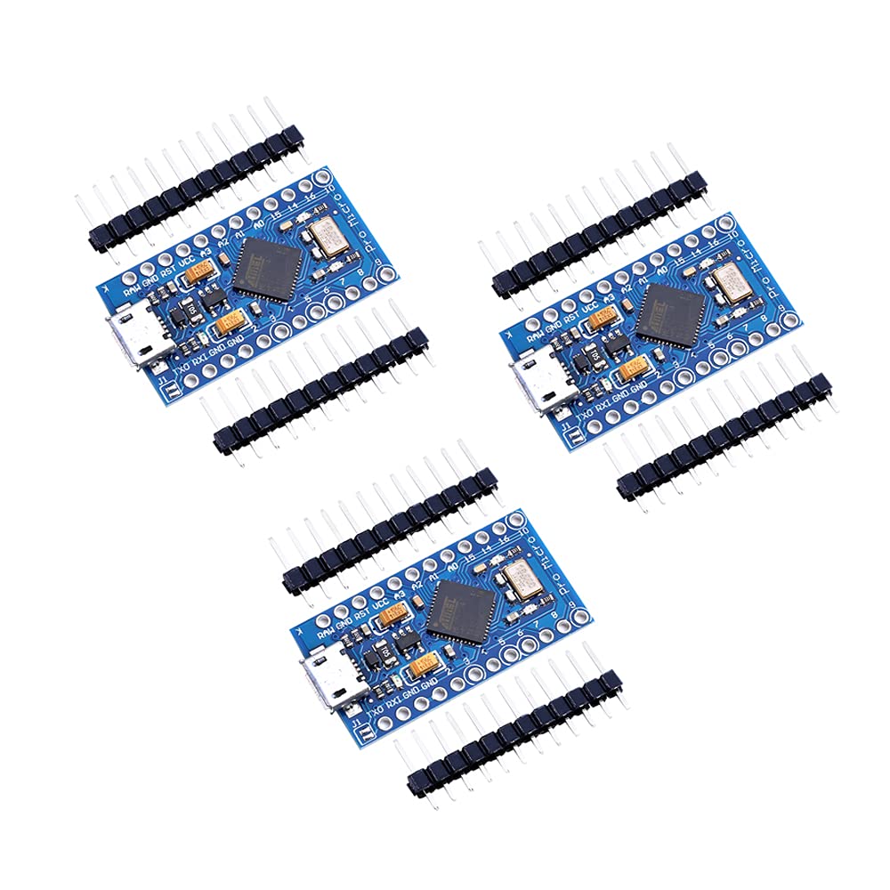 Teyleten Robot Pro Micro Atmega32U4 5V 16MHz Module Board Micro USB Pro Micro Development Board Microcontroller 3pcs