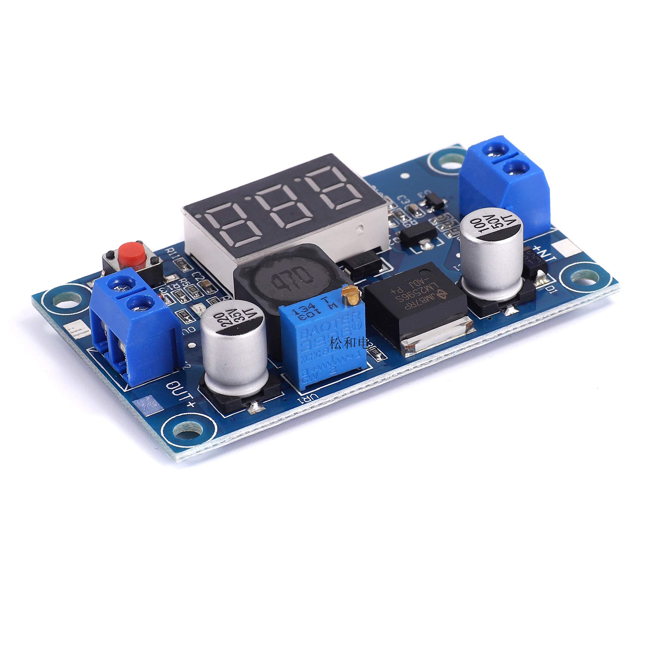 Teyleten Robot LM2596S LM2596 with LED Display Voltmeter Buck Converter DC-DC 4.0-40V to 1.25-37V 2A Voltage Adjustable Board Step Down Module Power Supply Module (5pcs)